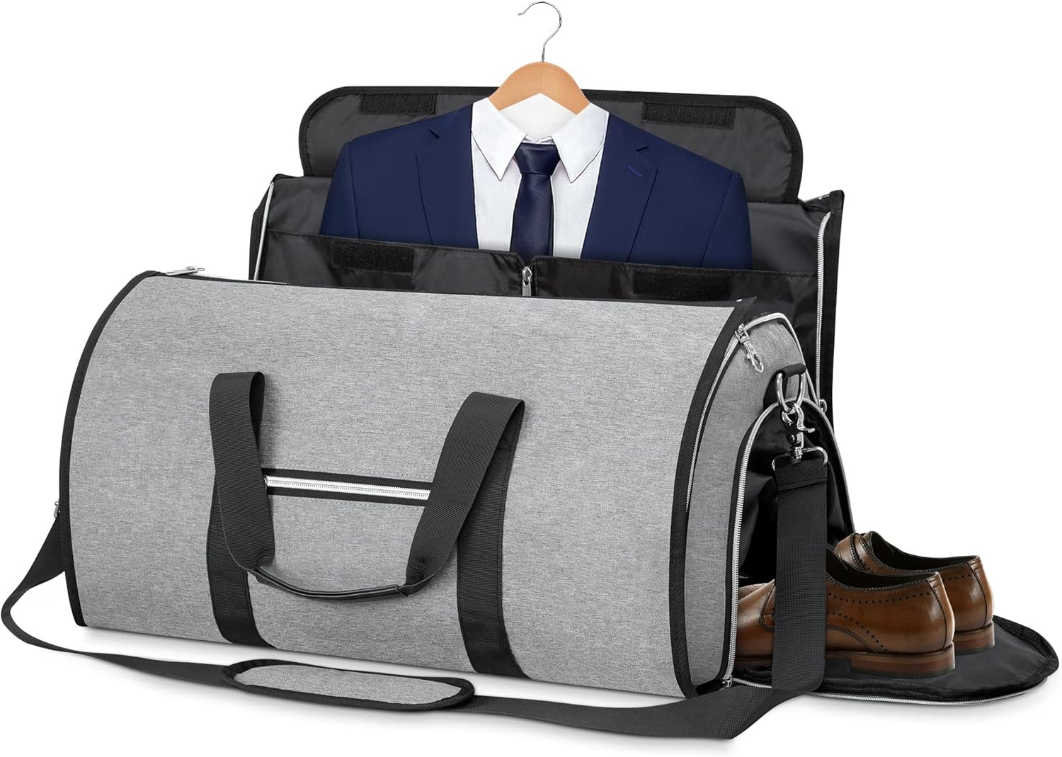 Business travel garment bag with suit shoes and folded storage