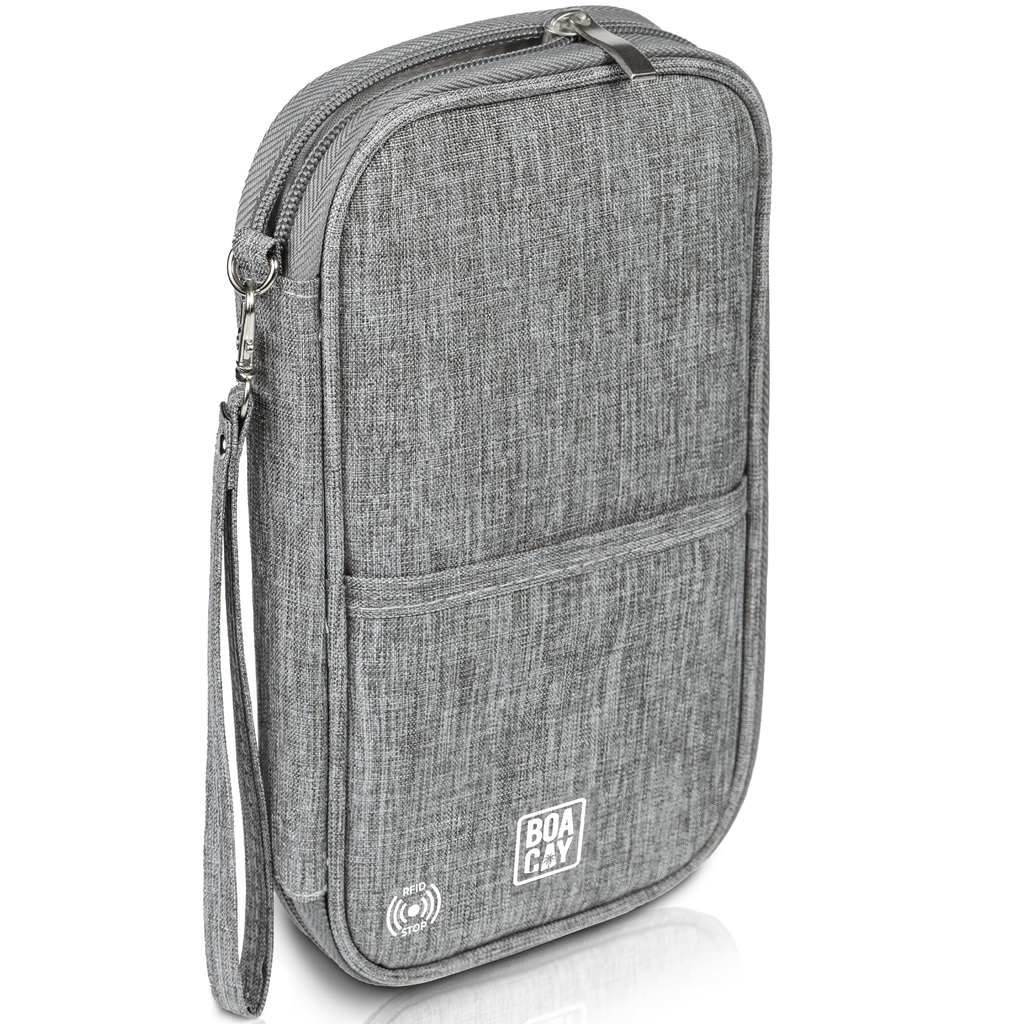 Family Travel Document Organizer - Charcoal